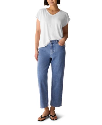Женская футболка из джерси с V-образным вырезом Eileen Fisher, Plus Size