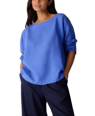 Eileen Fisher Women's Boat Neck Boxy Top, Regular & Plus Size