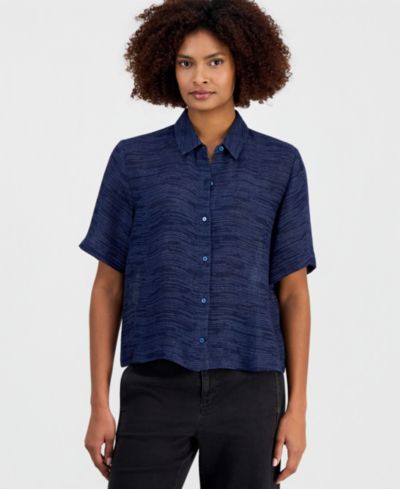 Женская рубашка Eileen Fisher с коротким рукавом из жаккарда