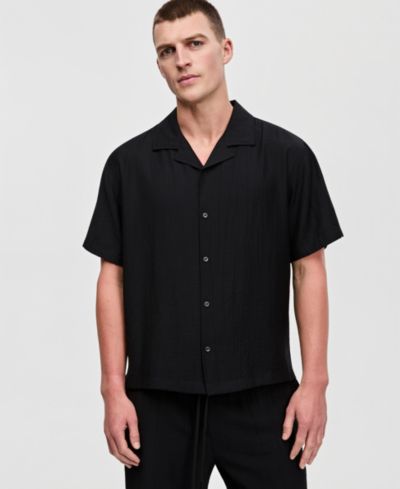 Mode of One Men's Short-Sleeve Relaxed-Fit Crinkled Shirt, Macy's Exclusive