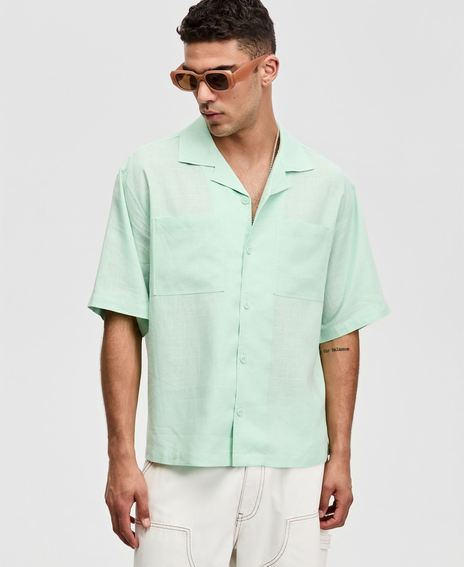 Mode of One Men's Boxy-Fit Short-Sleeve Linen Shirt, Macy's Exclusive