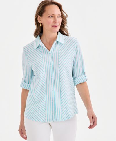 Женская рубашка Style & Co Striped Knit Button-Front
