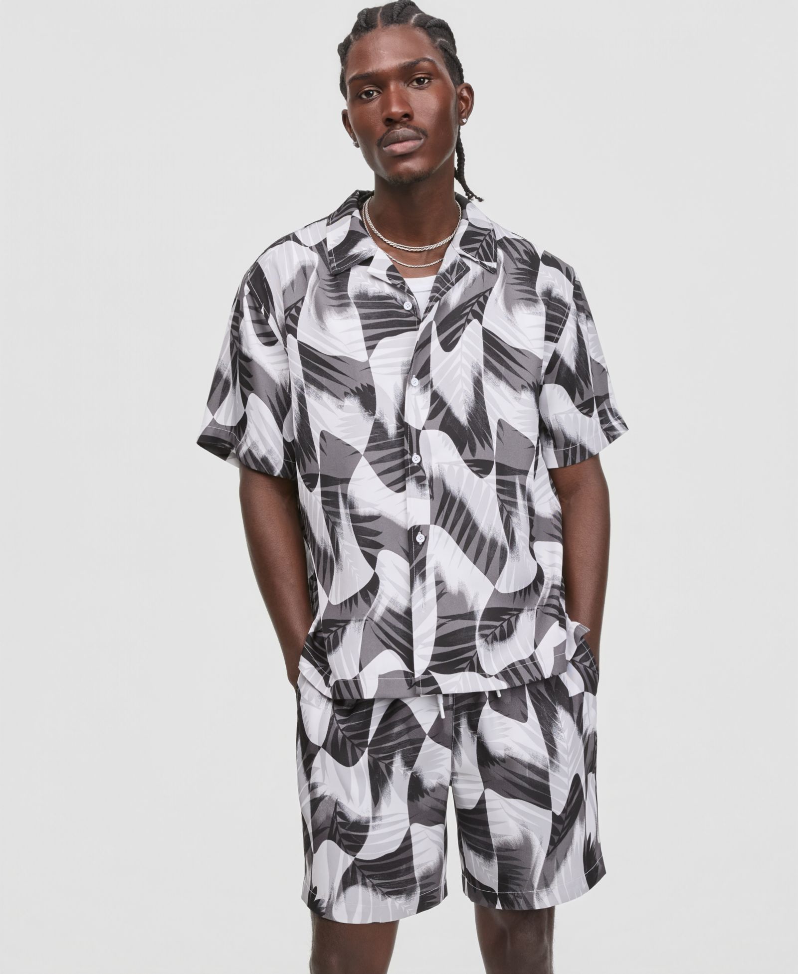 Mode of One Men's Groove Palm Relaxed-Fit Camp Shirt, Macy's Exclusive