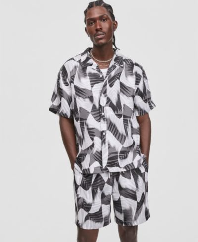 Mode of One Men's Groove Palm Relaxed-Fit Camp Shirt, Macy's Exclusive