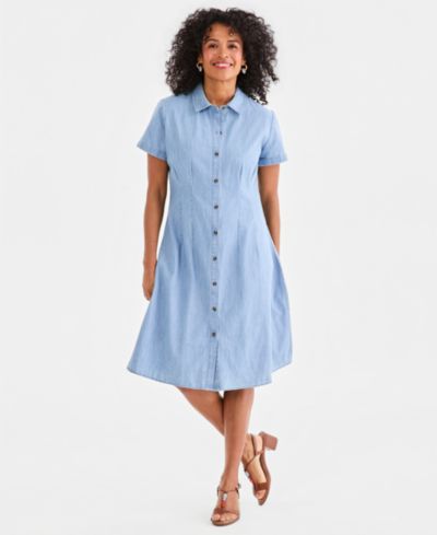 Женская рубашка-платье Style & Co Cotton Chambray с коротким рукавом