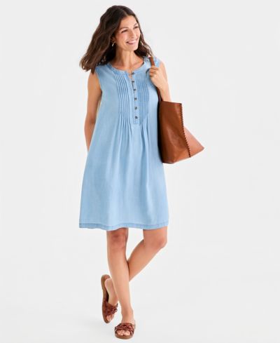 Женское платье Style & Co Chambray Sleeveless Pintuck