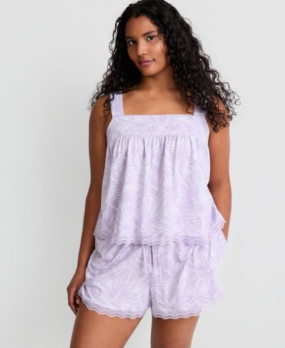 Женский комплект из топа и шорт State of Day Lace Trim Knit