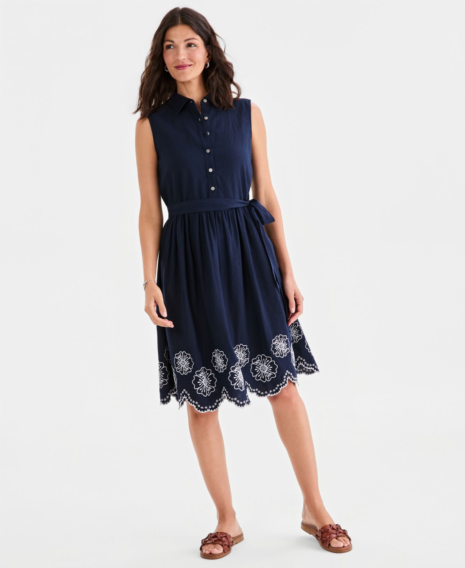 Женское платье-рубашка Style & Co Sleeveless Embroidered-Hem