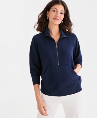 Женская толстовка Style & Co LuxLounge French Terry Half-Zip