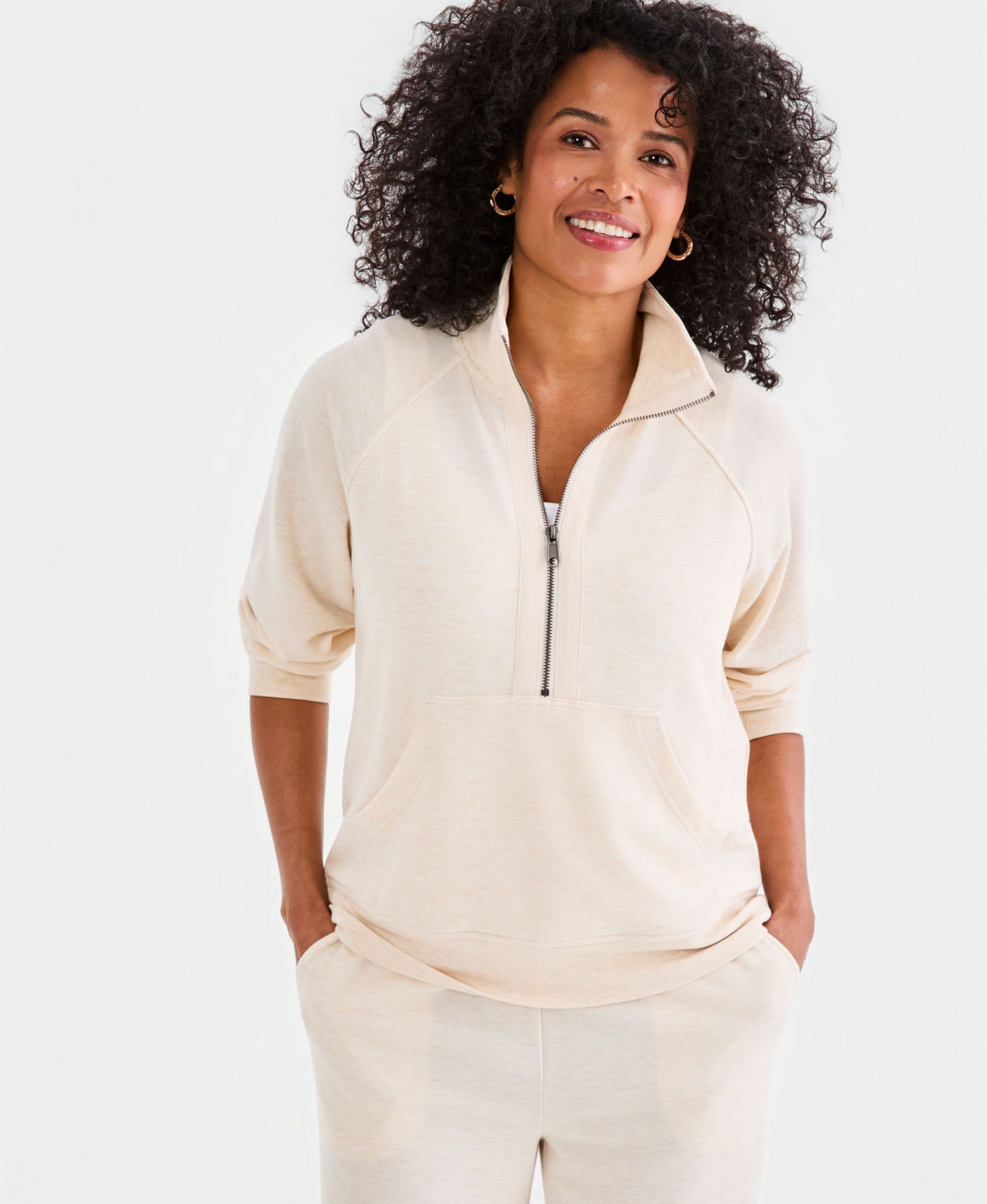 Женская толстовка Style & Co LuxLounge French Terry Half-Zip