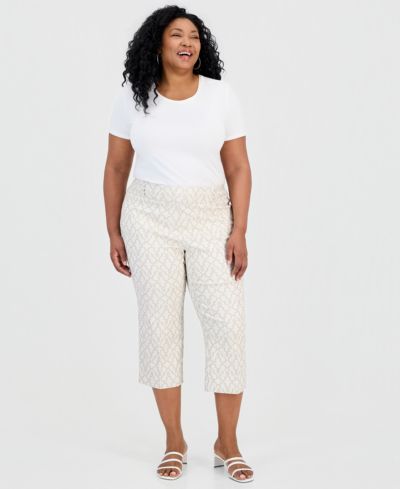 Брюки JM Collection Plus Size Jacquard Rivet Capri