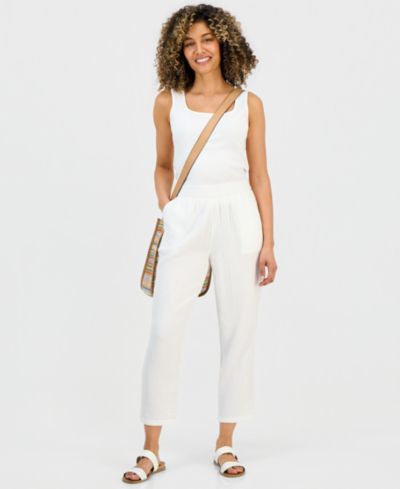 Брюки Style & Co Petite Mid-Rise Tapered Cotton Pull-On