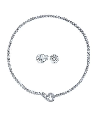 Bling Jewelry набор украшений: колье и серьги с цирконием CZ