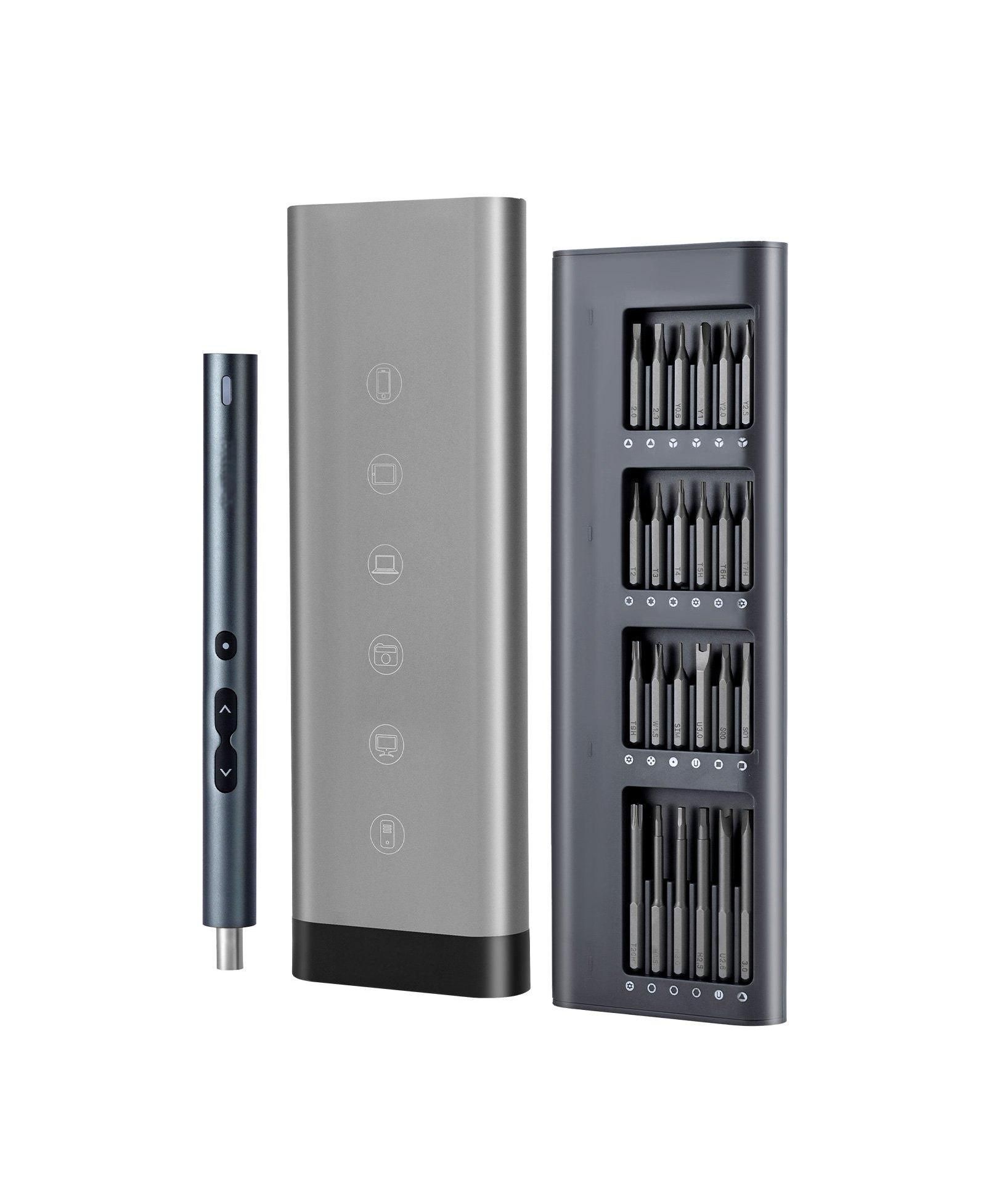 Mecale Mini Electric Precision Screwdriver Set with 48 Magnetic S2 Steel Bits, LED Light, Type-C Charging & Magnetic Storage Box