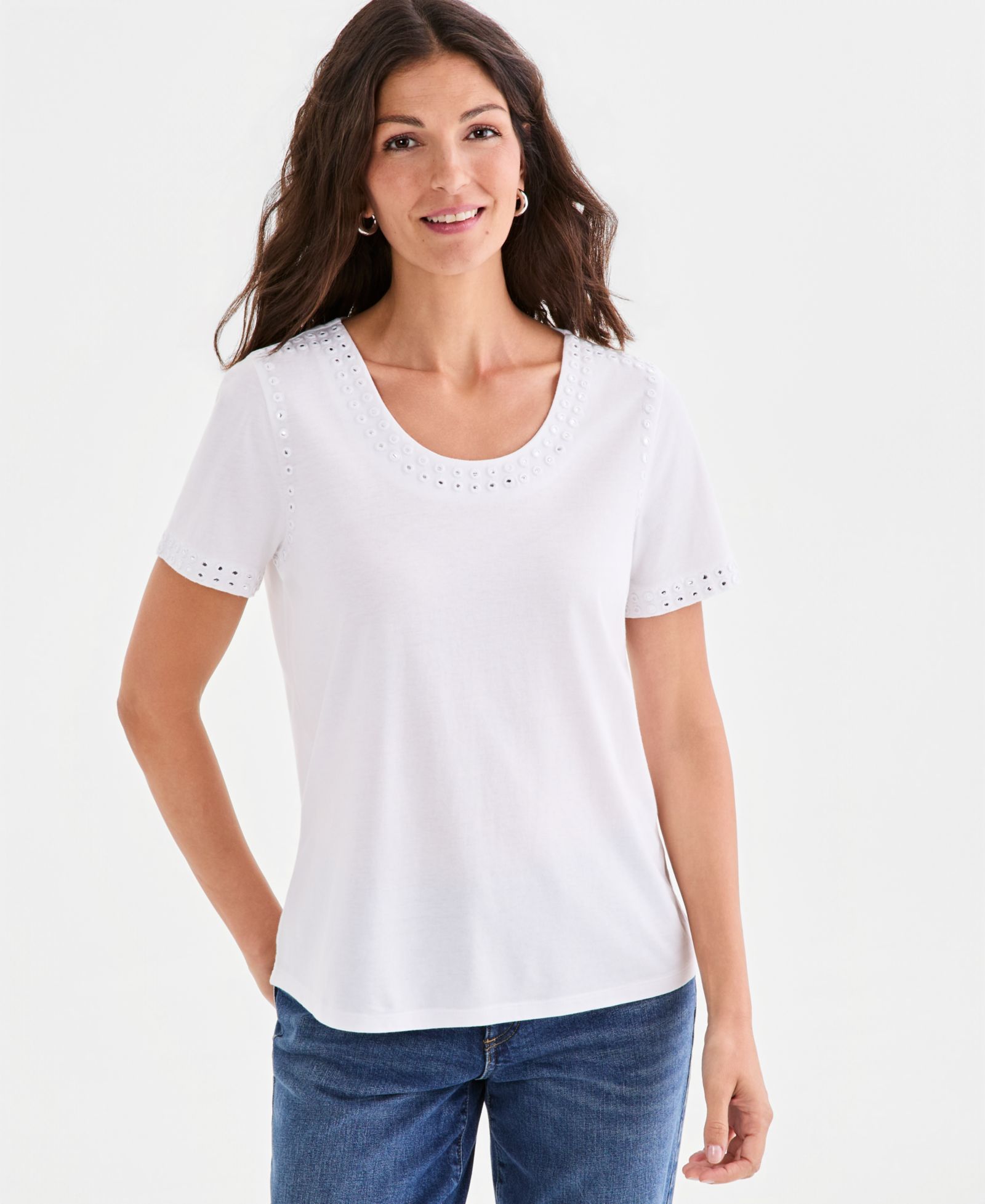 Женский топ Style & Co Embellished Scoop-Neck