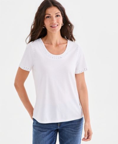 Женский топ Style & Co Embellished Scoop-Neck