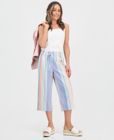 Брюки Style & Co Petite Noyma Stripe Wide-Leg Capri