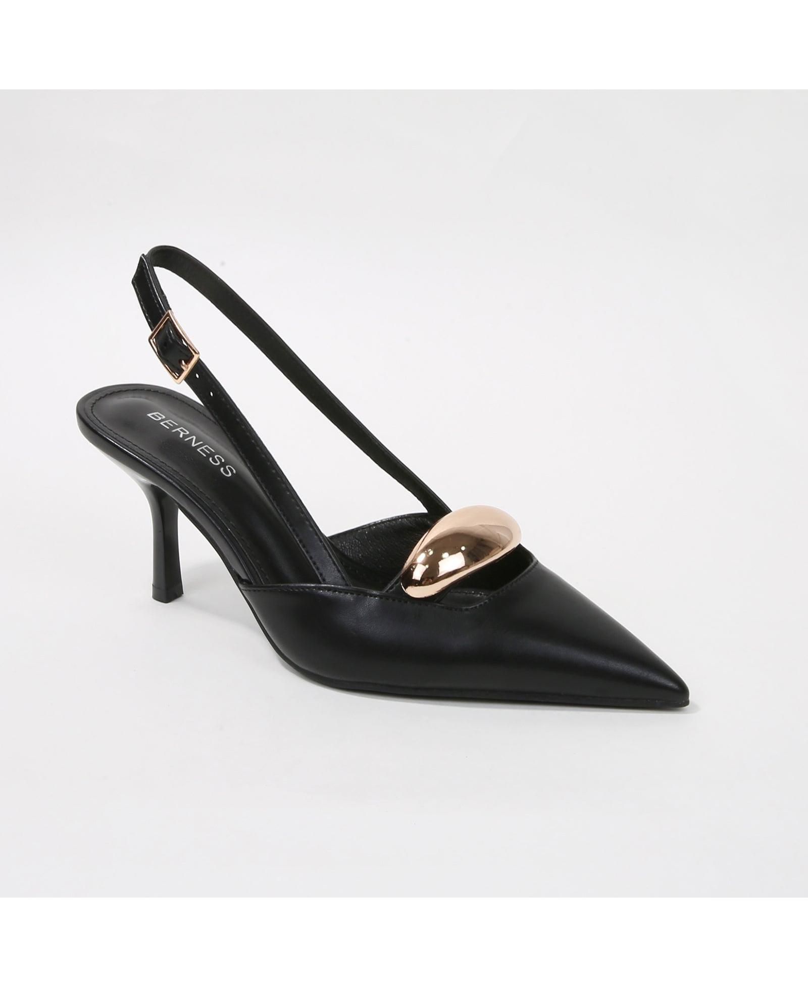 BERNESS Women's Eltha Slingback Heels with Metallic Dome Accent