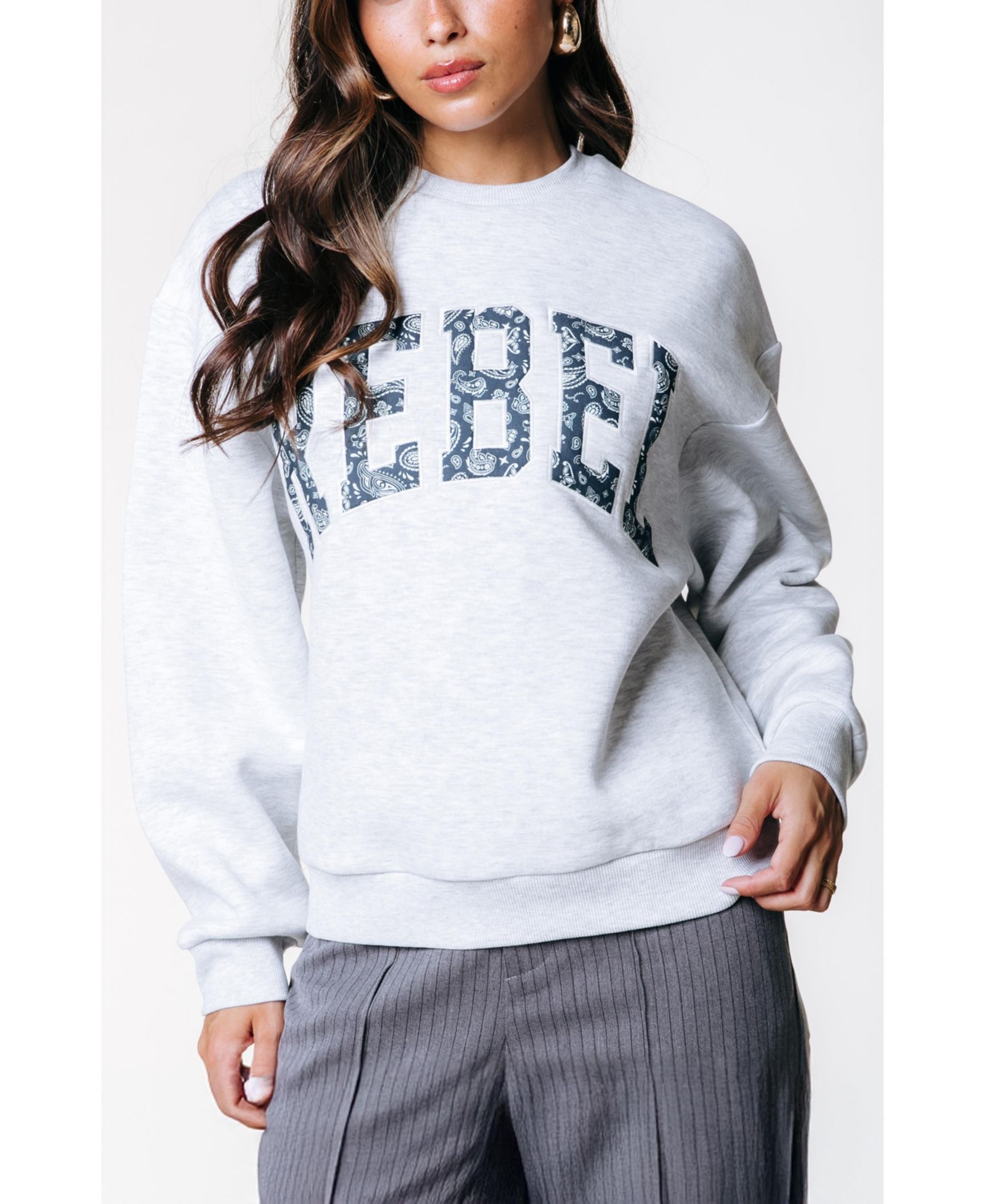 Colourful Rebel Women's Rebel Paisley Patch Dropped Shoulder Sweat