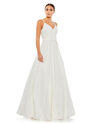 Женское бальное платье Mac Duggal Petite V-Neck с поясом и юбкой А-силуэта