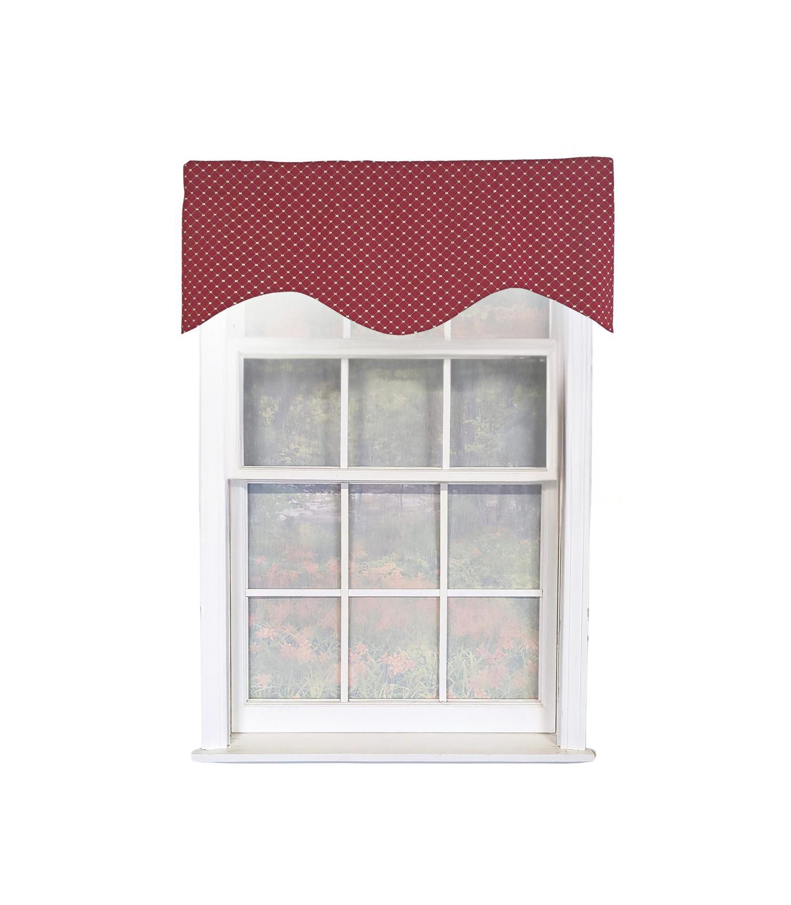 RLF Home Passat Cornice 100% Cotton Rod Pocket Window Valance 50" x 17" Red