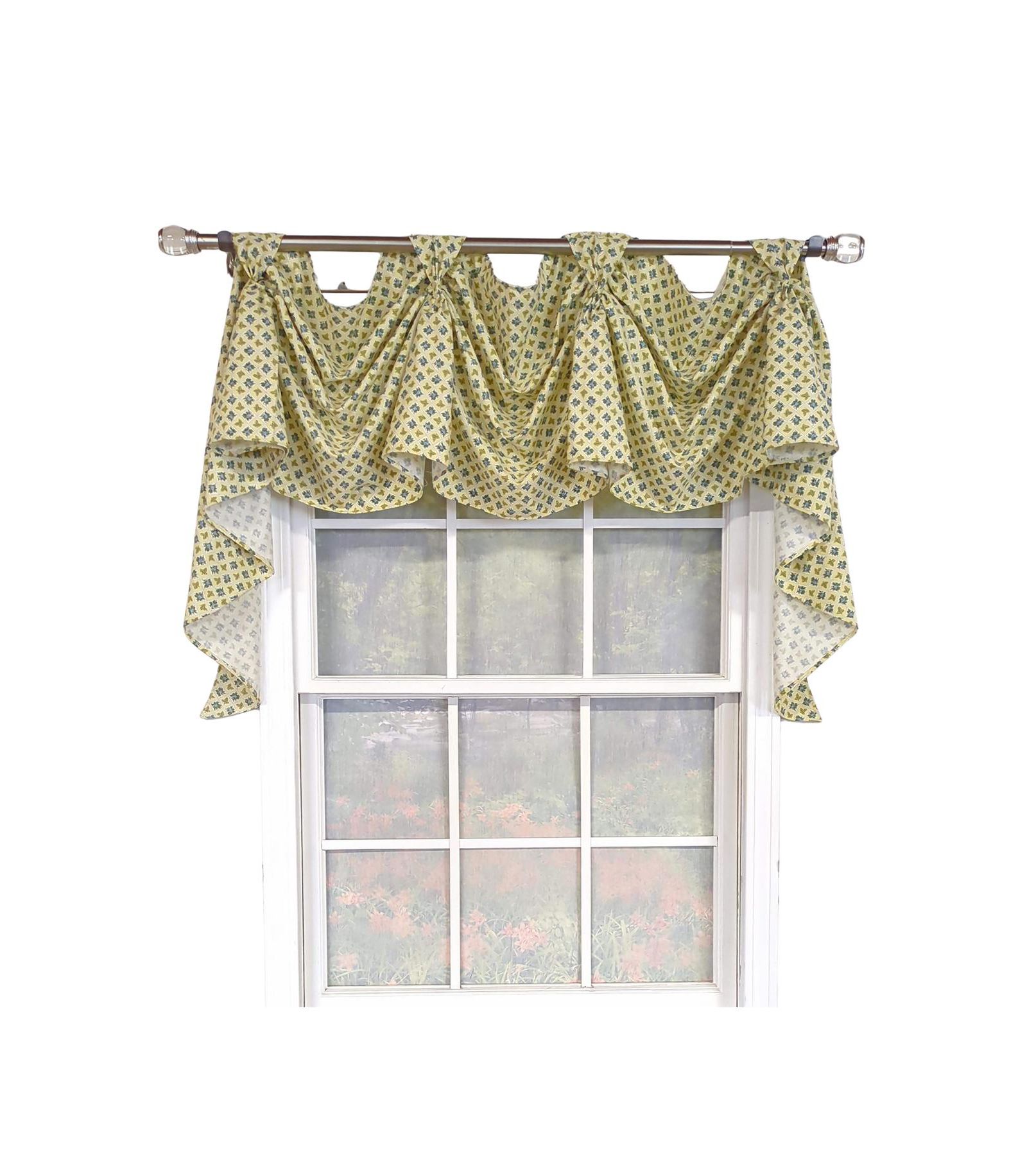 RLF Home Little Treasure 3-S Victory 100% Cotton Tab Top Swag Window Curtain 54" x 25" Yellow