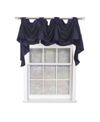 RLF Home Crinkle Taffeta 3-S Victory 100% Polyester Tab Top Swag Window Curtain 54" x 25" Navy