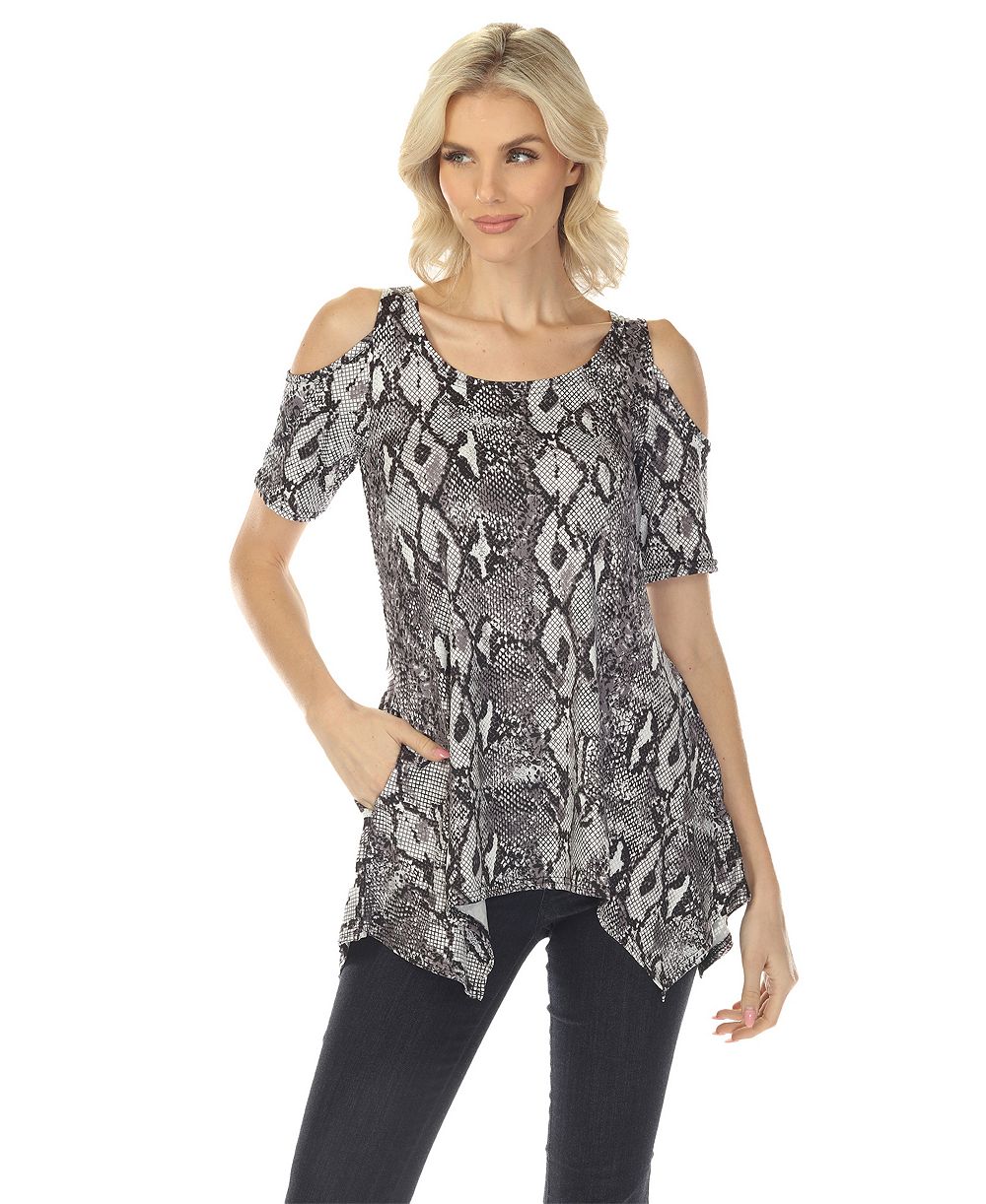 Топ White Mark Women's Cold Shoulder Snake Print