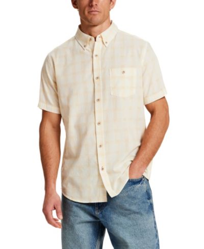 Weatherproof Vintage Men's Short-Sleeve Button Down Dobby Check Cotton Shirt