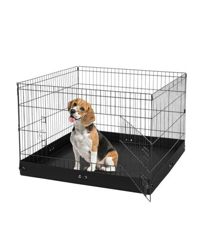 COZITO Dog Playpen, 4-Panel 24 x 36 in Foldable Metal Exercise Pen w/ Door & 600D Oxford Bottom Pad, Indoor/Outdoor Pet Fence