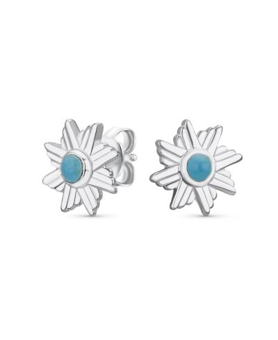 Bling Jewelry Southwestern Style Eagle Wings Turquoise Round Stud Earrings .925 Sterling Silver