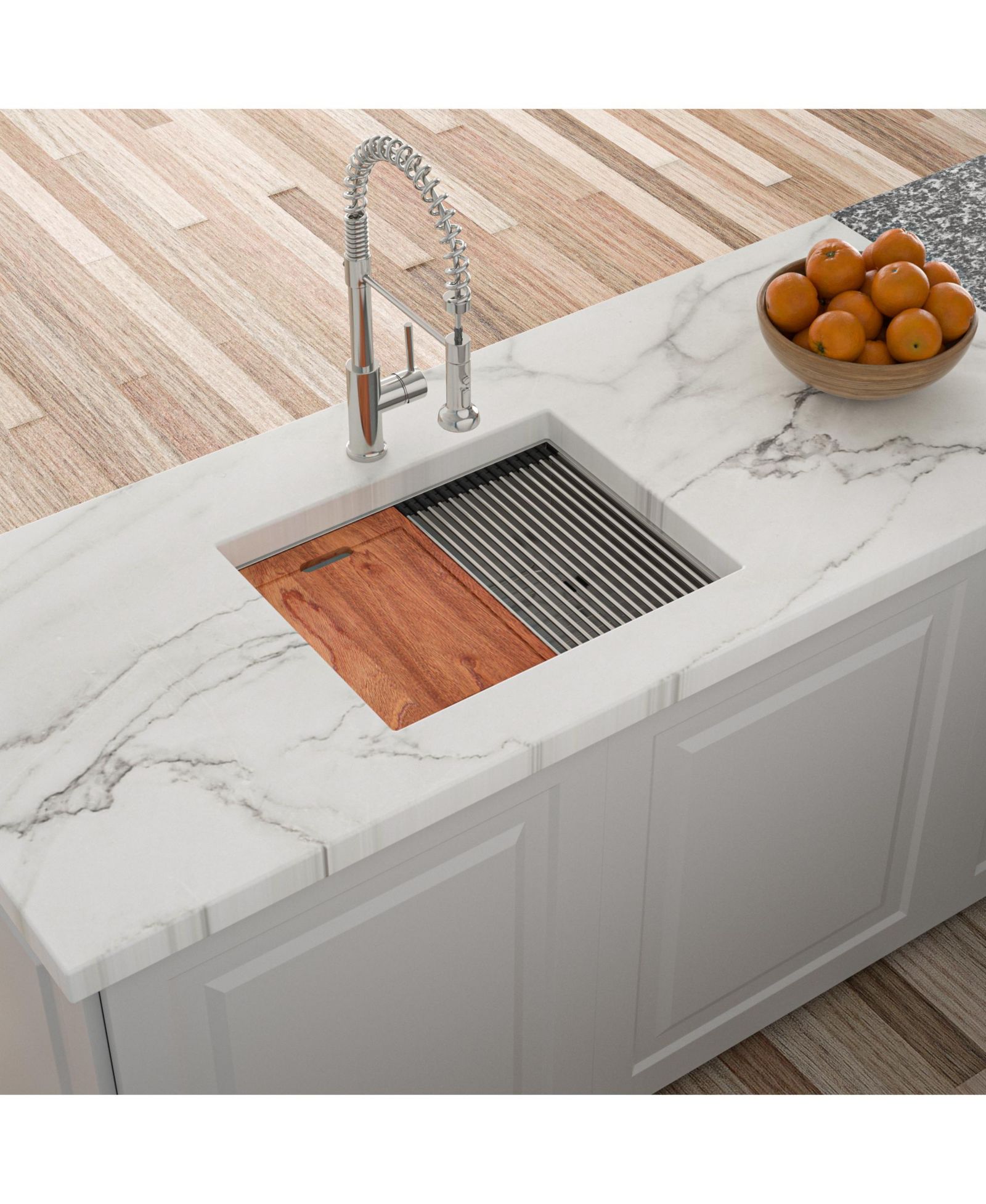 flynama 23x19x10 Inch Single Bowl Undermount Workstation Kitchen Sink 16 Gauge 304 Stainless Steel Deep Sink