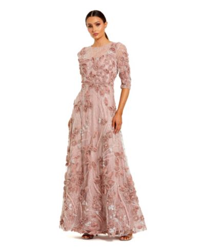 Mac Duggal Petite вечернее платье A-силуэта с вышивкой и 3/4 рукавом