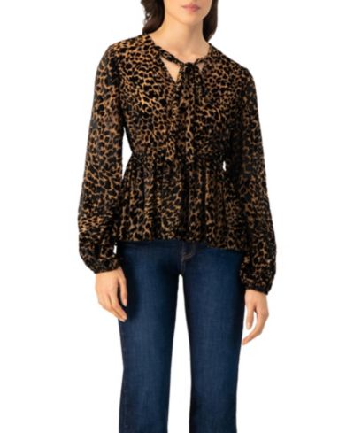 Женская блузка Ivonne V-Neck Animal Print With Velvet Flock
