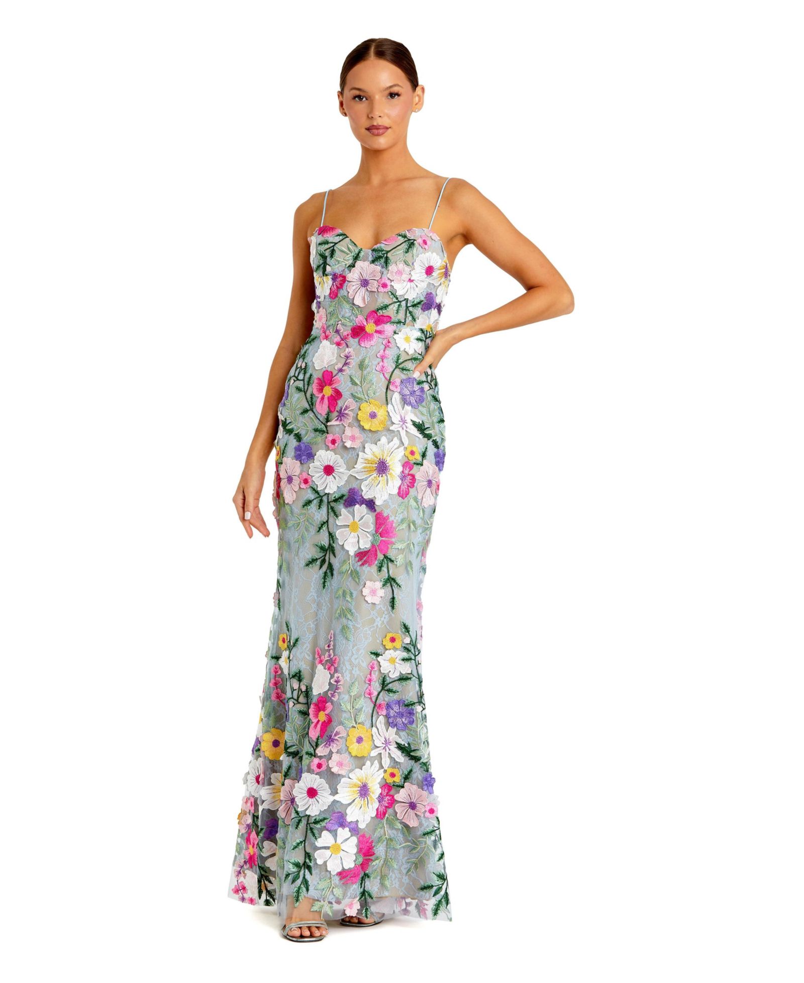 Платье Mac Duggal Petite Floral Embroidered Sleeveless Bustier
