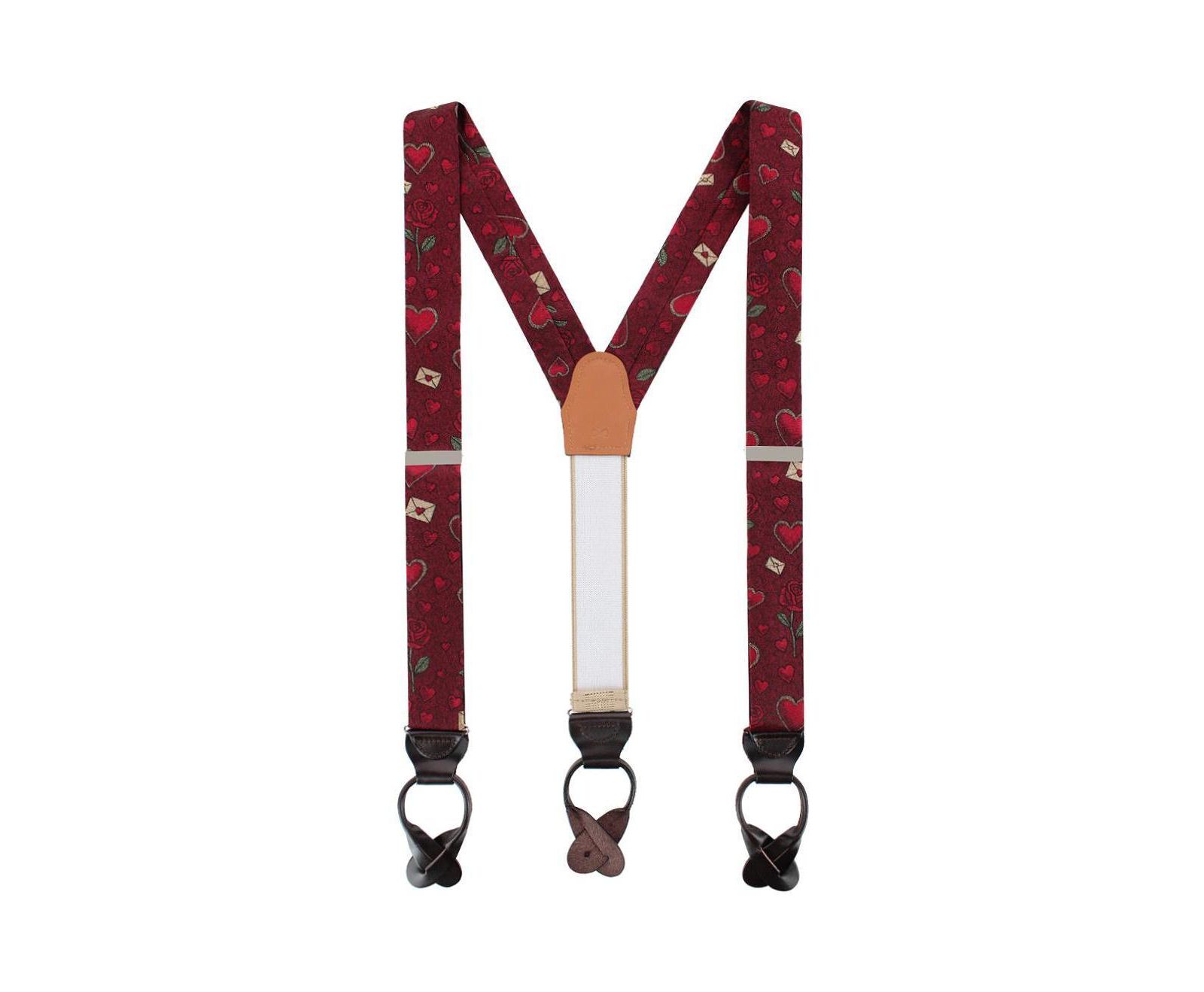 TRAFALGAR Men's Amor Valentine's Note Silk Button End Suspenders