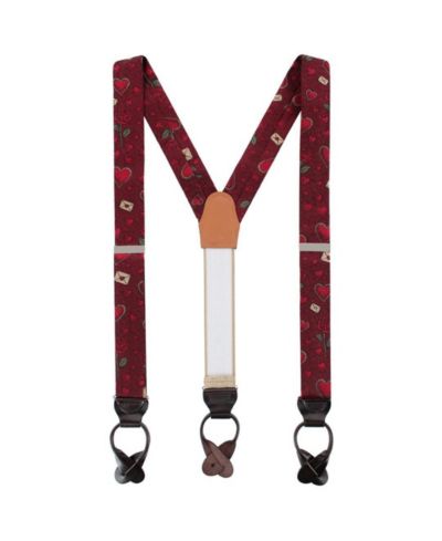 TRAFALGAR Men's Amor Valentine's Note Silk Button End Suspenders
