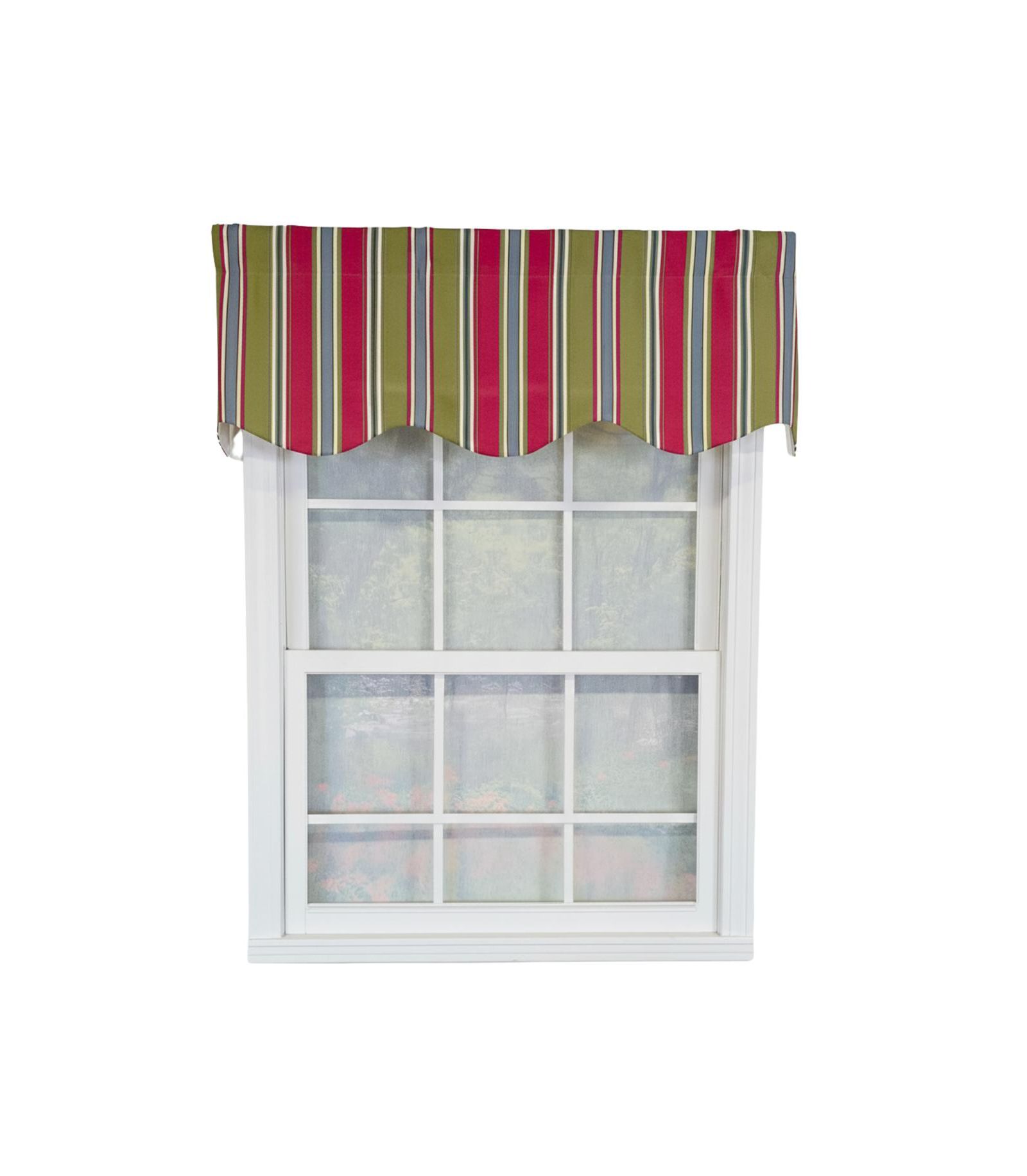 RLF Home Nigel Stripe Regal 100% Cotton Rod Pocket Lined  Window Valance 50" x 17" Multi