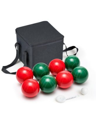 Mecale Bocce Ball Set, 107 mm, 8 Resin Balls + Pallino, Carry Bag & Measuring Rope, 2-8 Players