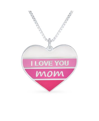 Подвеска-кулон Bling Jewelry Pink Stripe Heart I love You Mom из стерлингового серебра.925