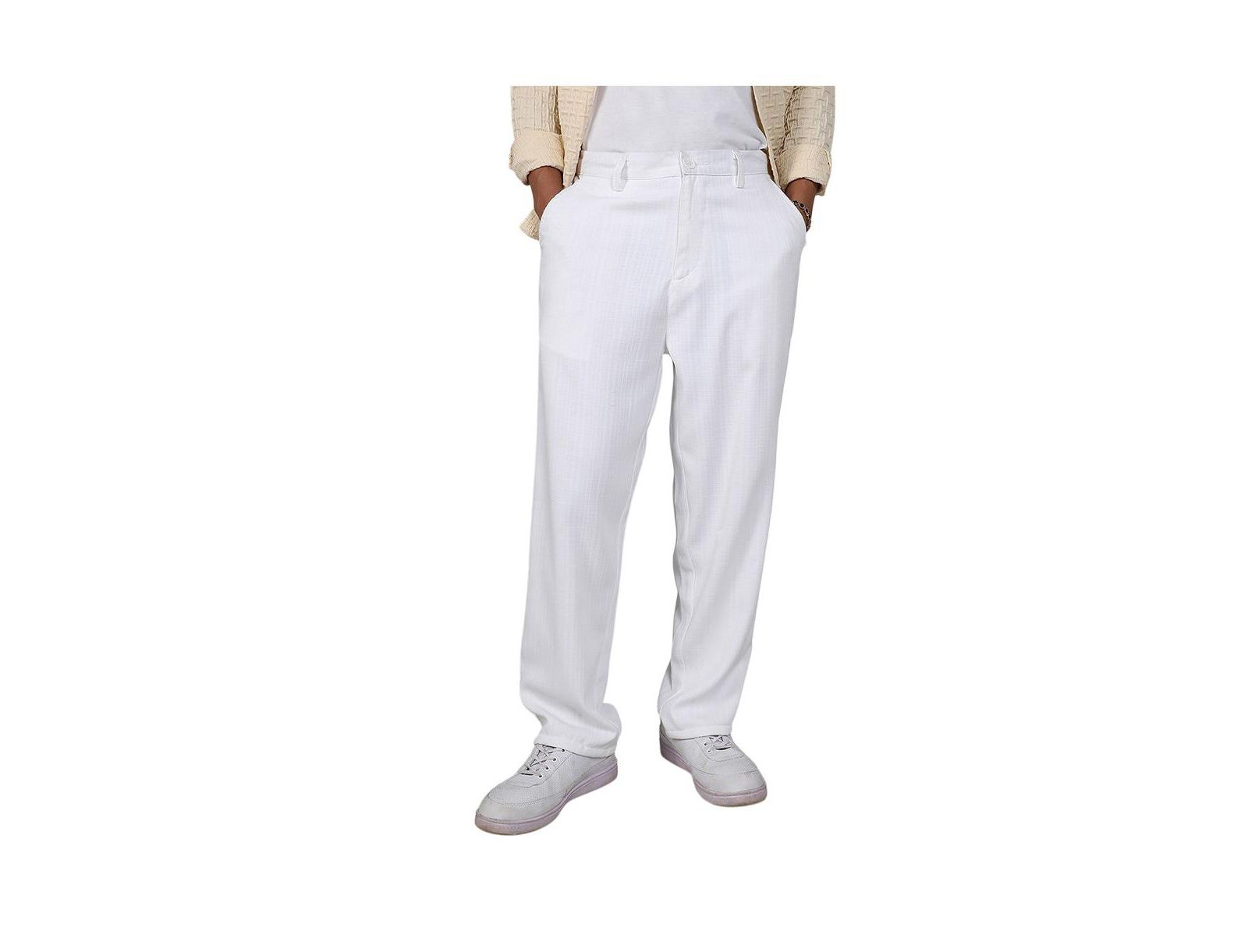 Campus Sutra Men's Tailored Linen-Blend Trousers