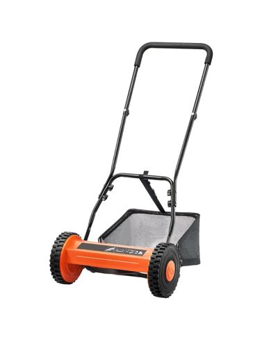 Mecale 16" Push Reel Lawn Mower, 5-Blade Manual Mower, 0.6-1.75" Adjustable Cutting Height, Includes Grass Catcher Bag
