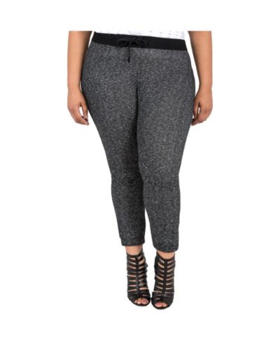 Брюки джоггеры Poetic Justice Plus Size Curvy Black Marled Yarn French Terry