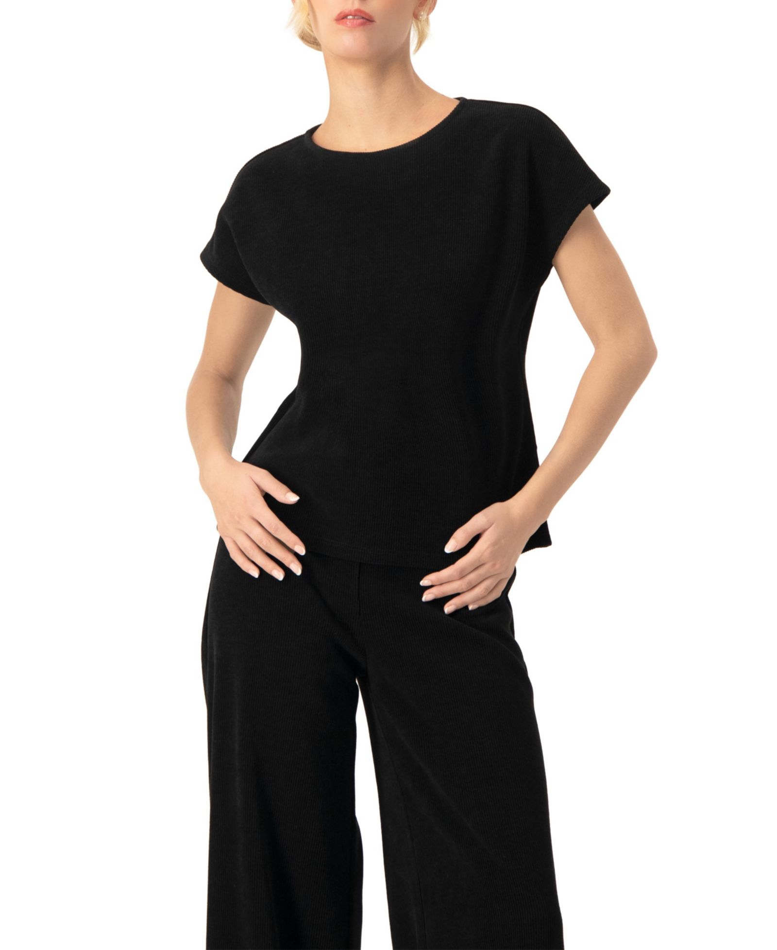 Ivonne Women's Corduroy Off-Shoulder Top