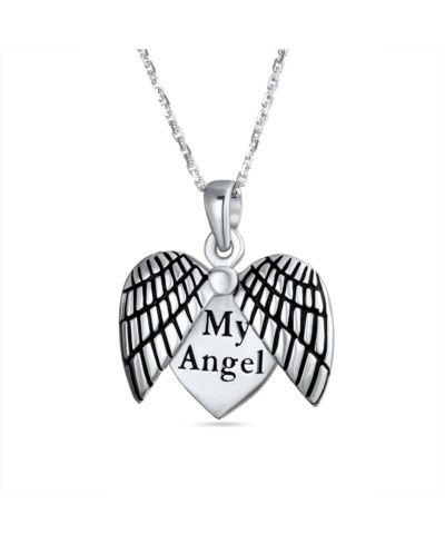 Bling Jewelry кулон-медальон с крыльями ангела из стерлингового серебра.925
