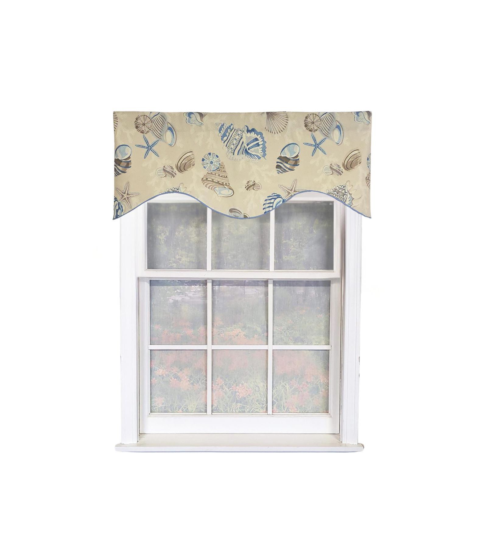 RLF Home Beachbound Cornice 100% Cotton Rod Pocket Lined  Window Valance 50" x 17"