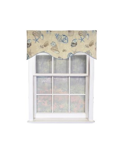 RLF Home Beachbound Cornice 100% Cotton Rod Pocket Lined  Window Valance 50" x 17"