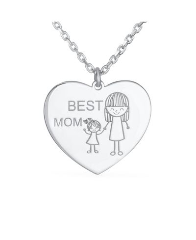 Подвеска Bling Jewelry Mother Day Mother Daughter Words Best Mom Heart.925 Sterling Silver