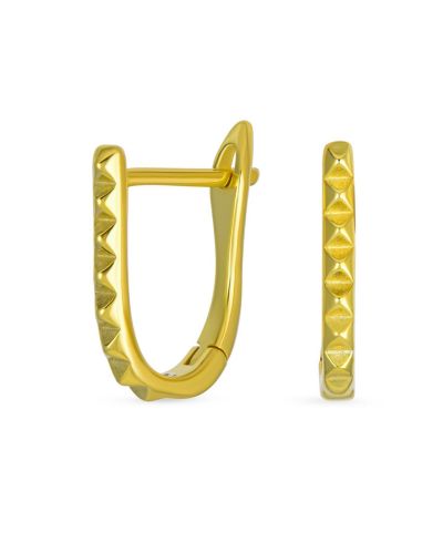 Bling Jewelry Modern Thin Huggie U Shape Hoop Earrings 14K