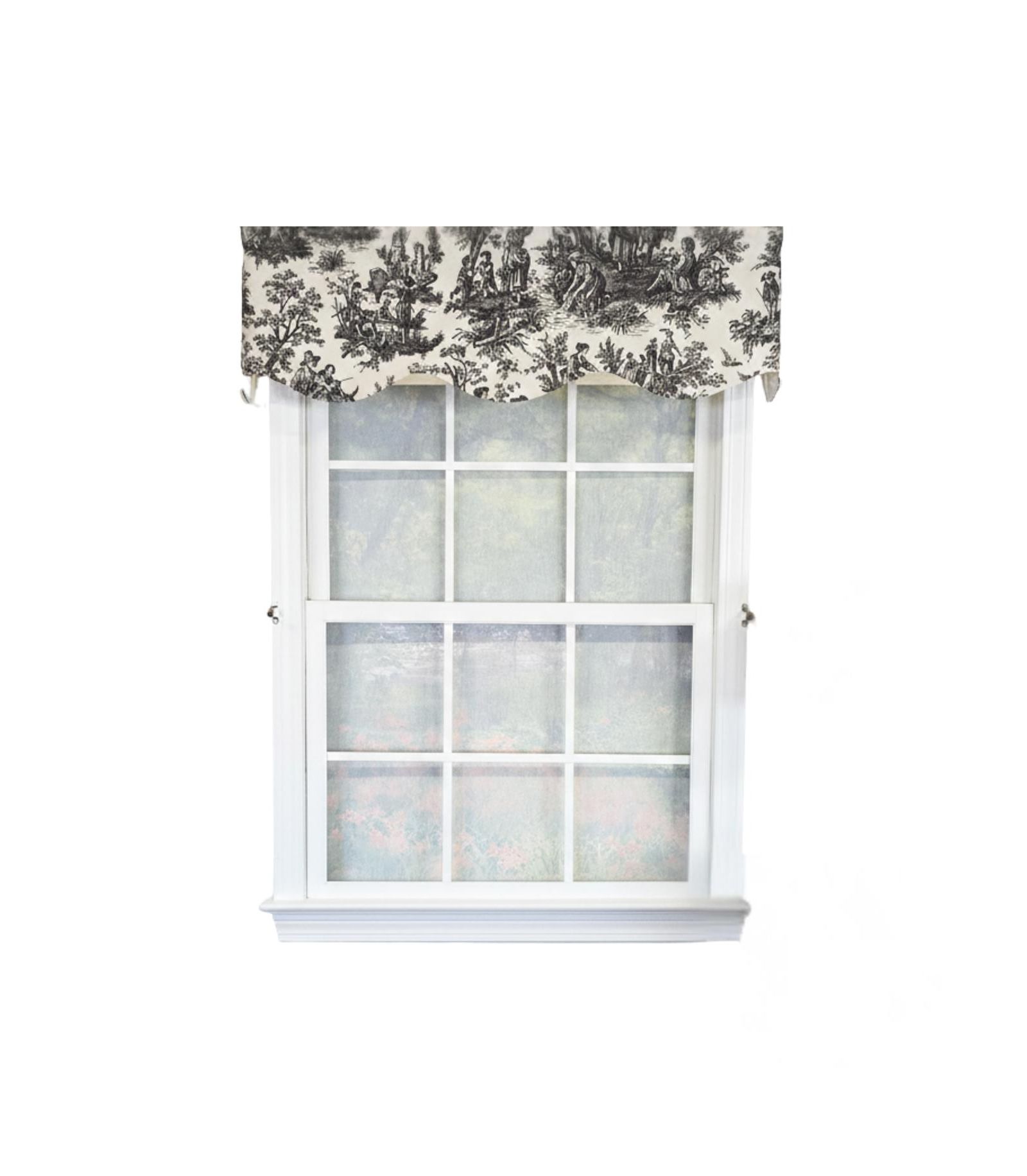 RLF Home Baroque Provance 100% Cotton Rod Pocket Lined  Window Valance 50" x 15" Black